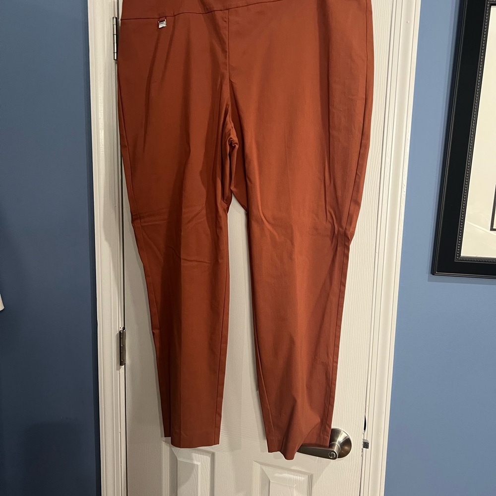 Alfani Orange Tapered Trousers Lightweight Casual